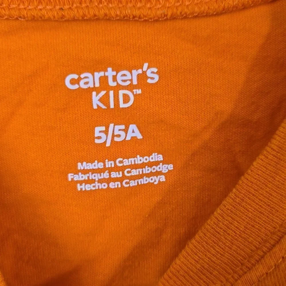 Carter's Little Boys 5 Halloween Pumpkin T-Shirt Casual Graphic Print Kids Tee